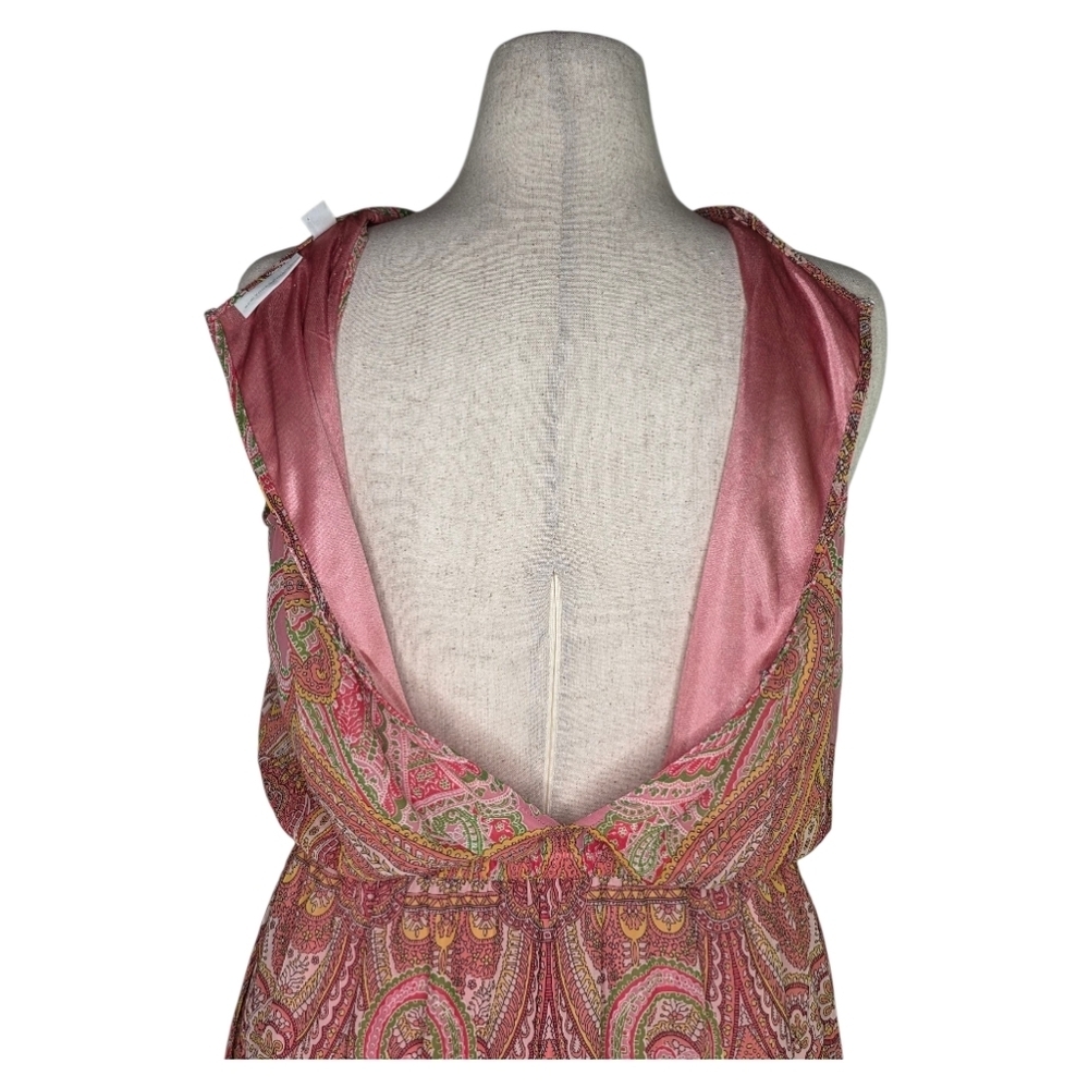 New York & Company Paisley Halter Maxi Dress Pink Boho Summer Size Medium - Picture 9 of 11